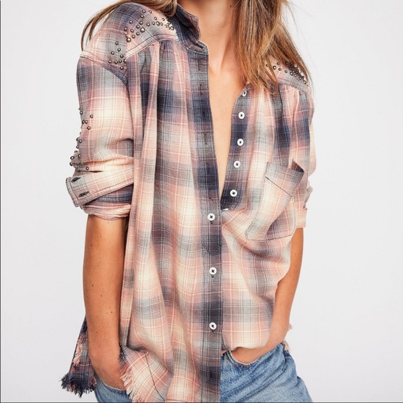 Free People Tops - Free People Plaid Button Down Shirt